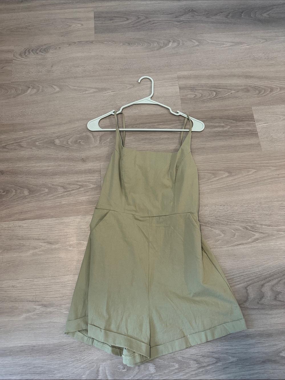 Princess Polly Sage Green Square Neck Romper